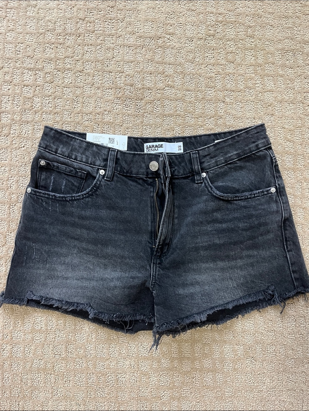 Garage Women's Black Frayed Hem Denim Shorts